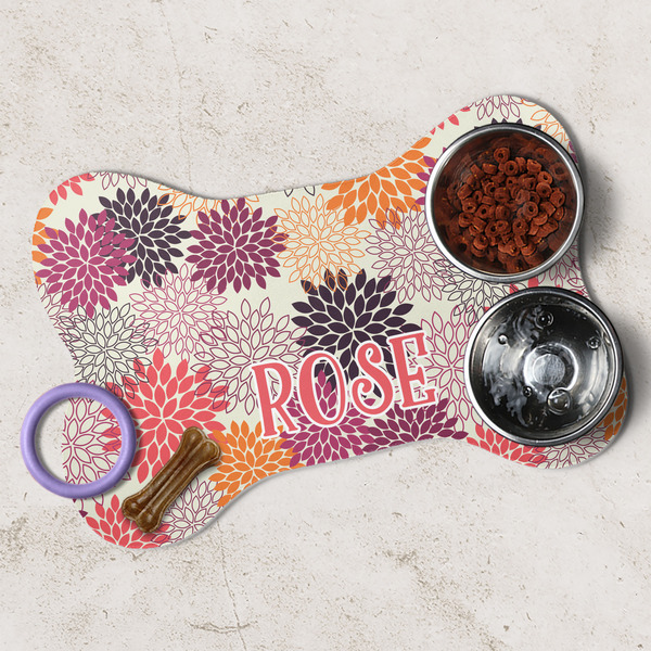 Mums Flower Dog Bone Shaped Mat Lifestyle