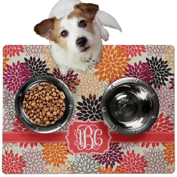 Mums Flower Dog Food Mat - Medium LIFESTYLE