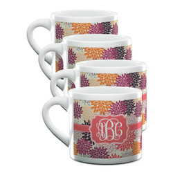 Mums Flower Double Shot Espresso Cups - Set of 4 (Personalized)