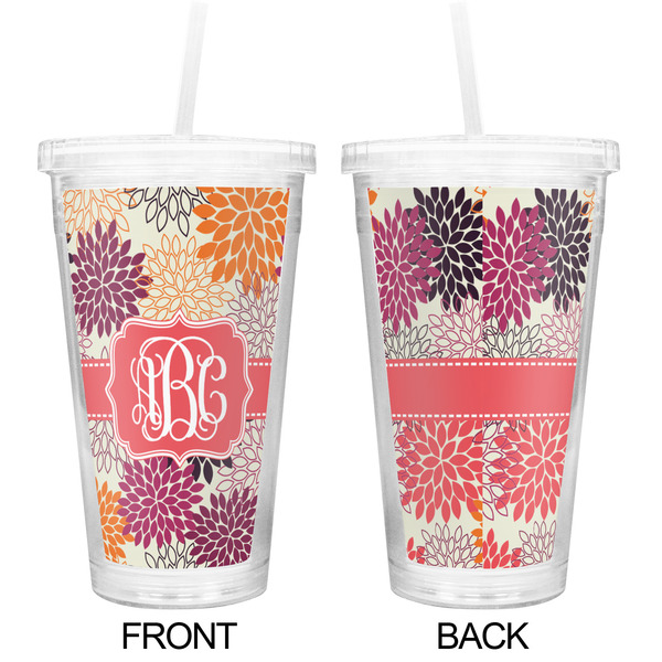 Mums Flower Double Wall Tumbler with Straw - Approval