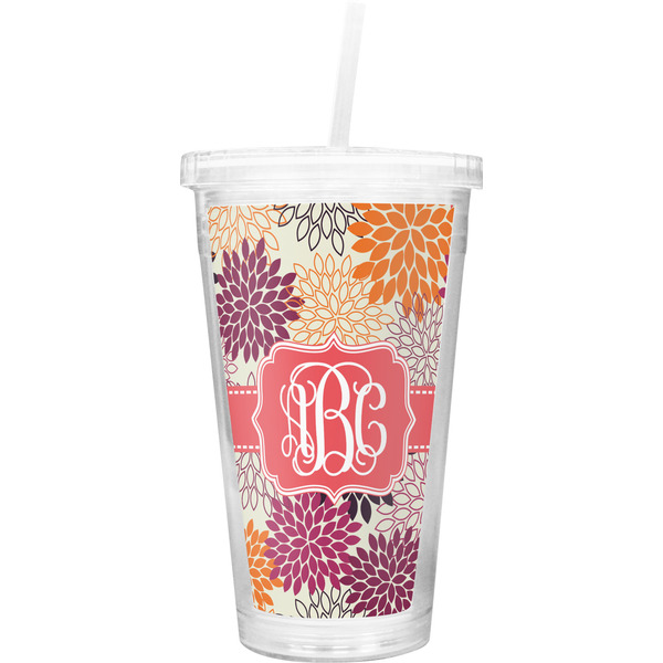 Custom Mums Flower Double Wall Tumbler with Straw (Personalized)