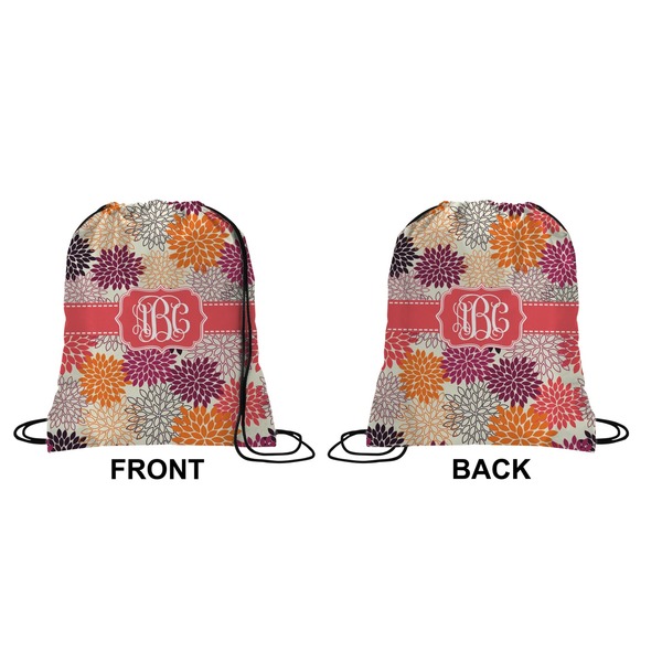 Mums Flower Drawstring Backpack Front & Back Small