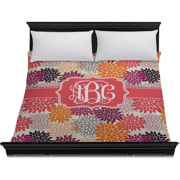 Mums Flower Duvet Cover - King - On Bed - No Prop