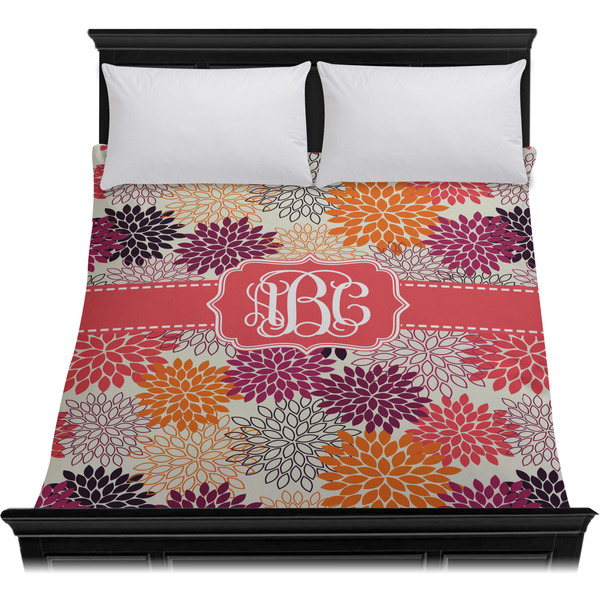 Mums Flower Duvet Cover - Queen - On Bed - No Prop