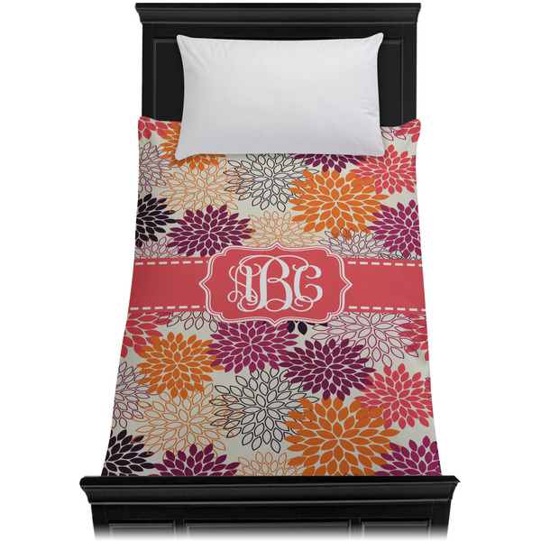 Mums Flower Duvet Cover - Twin XL - On Bed - No Prop