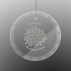 Mums Flower Engraved Glass Ornament - Round (Personalized)