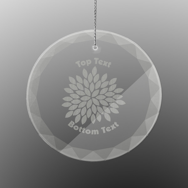 Custom Mums Flower Engraved Glass Ornament - Round (Personalized)