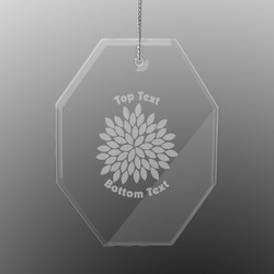 Mums Flower Engraved Glass Ornament - Octagon (Personalized)