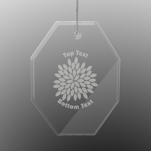 Custom Mums Flower Engraved Glass Ornament - Octagon (Personalized)