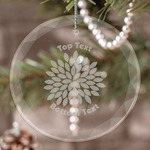 Mums Flower Engraved Glass Ornament (Personalized)