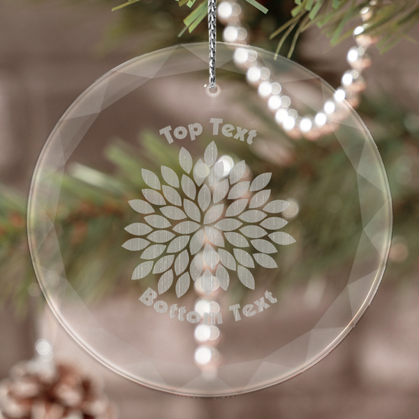 Custom Mums Flower Engraved Glass Ornament (Personalized)