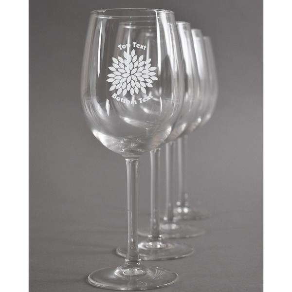 Custom Mums Flower Wine Glasses (Set of 4) (Personalized)