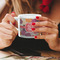 Mums Flower Espresso Cup - 6oz (Double Shot) LIFESTYLE (Woman hands cropped)