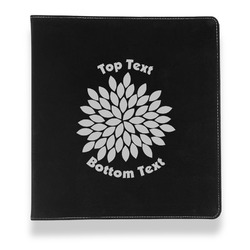Mums Flower Leather Binder - 1" - Black (Personalized)