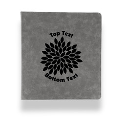 Mums Flower Leather Binder - 1" - Grey (Personalized)