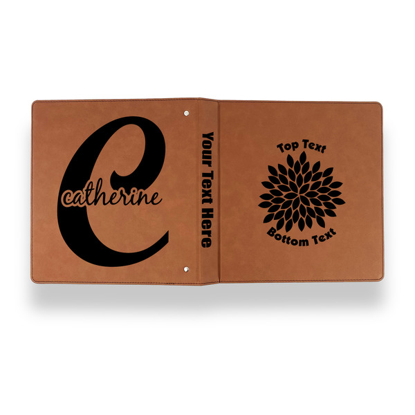 Mums Flower Leather Binder - 1" - Rawhide - Back Spine Front View