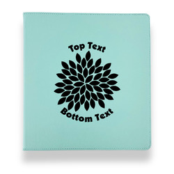 Mums Flower Leather Binder - 1" - Teal (Personalized)