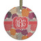 Mums Flower Flat Glass Ornament - Round w/ Monogram
