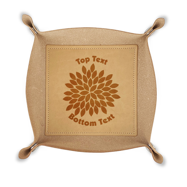 Custom Mums Flower Genuine Leather Dice Tray (Personalized)