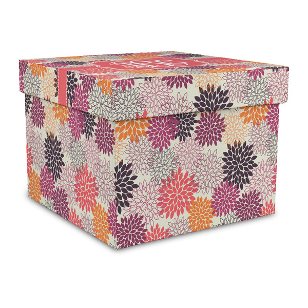 Custom Mums Flower Gift Box with Lid - Canvas Wrapped - Large (Personalized)