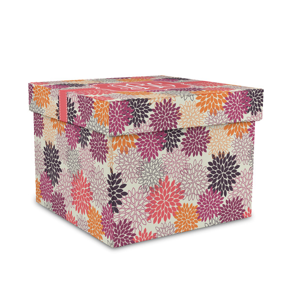Custom Mums Flower Gift Box with Lid - Canvas Wrapped - Medium (Personalized)