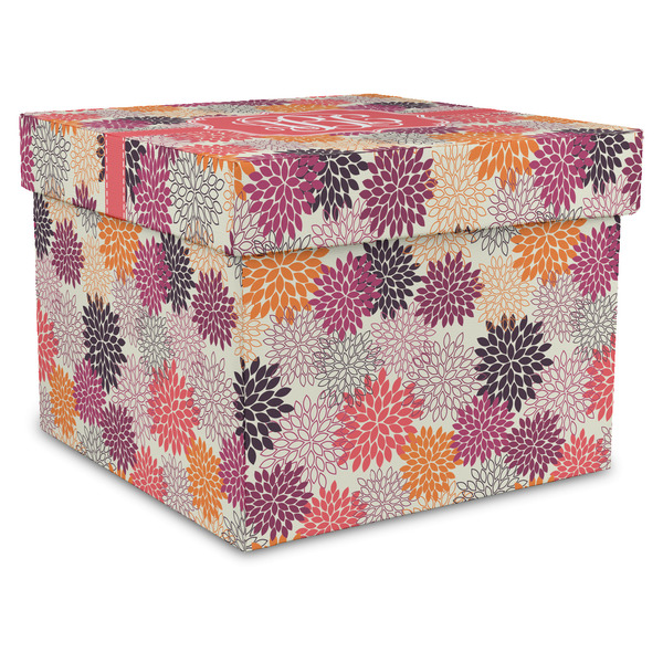Custom Mums Flower Gift Box with Lid - Canvas Wrapped - X-Large (Personalized)