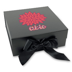 Mums Flower Gift Box with Magnetic Lid - Black (Personalized)