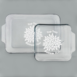 Mums Flower Set of Glass Baking & Cake Dish - 13in x 9in & 8in x 8in (Personalized)
