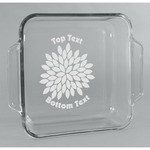 Mums Flower Glass Cake Dish - 8in x 8in (Personalized)