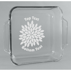 Mums Flower Glass Cake Dish - 8in x 8in (Personalized)