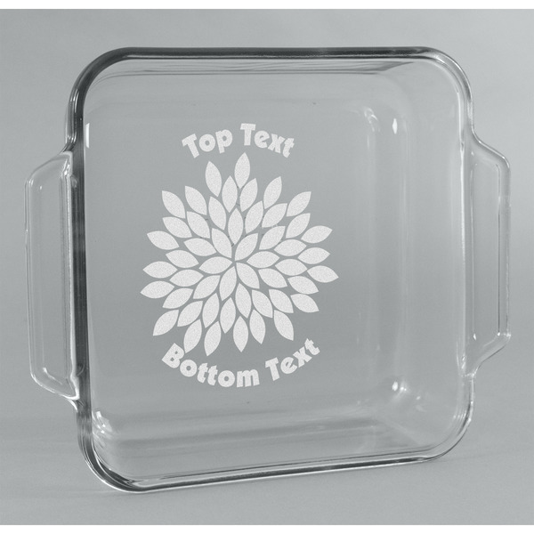 Custom Mums Flower Glass Cake Dish - 8in x 8in (Personalized)