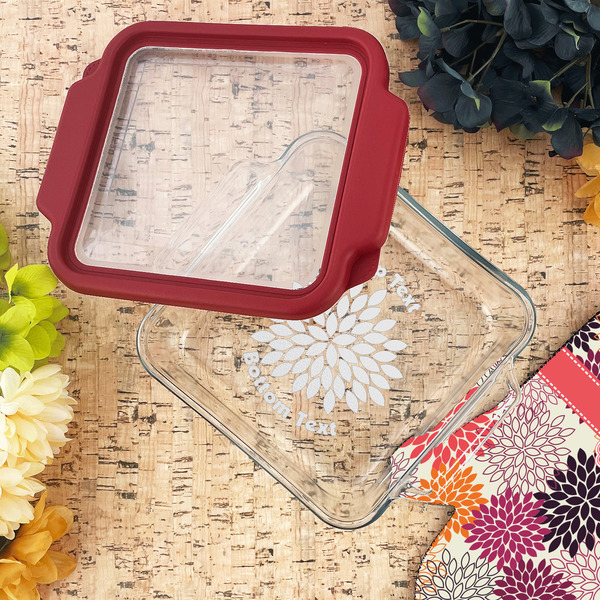 Mums Flower Glass Cake Dish - LIFESTYLE (8x8)