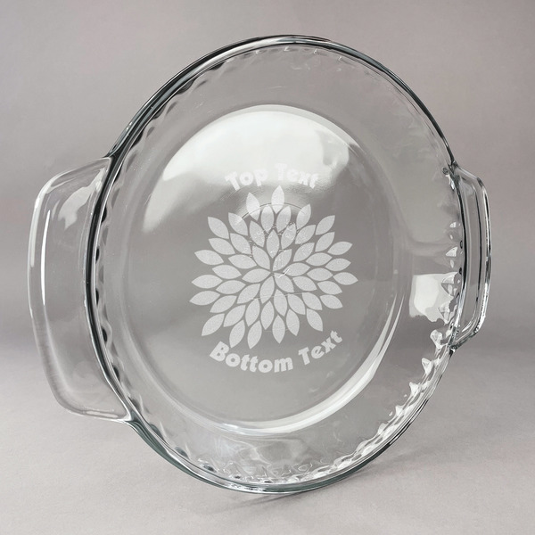 Custom Mums Flower Glass Pie Dish - 9.5in Round (Personalized)