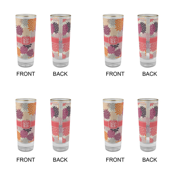 Mums Flower Glass Shot Glass - 2 oz - Set of 4 - APPROVAL