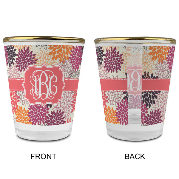 Mums Flower Glass Shot Glass - with gold rim - APPROVAL