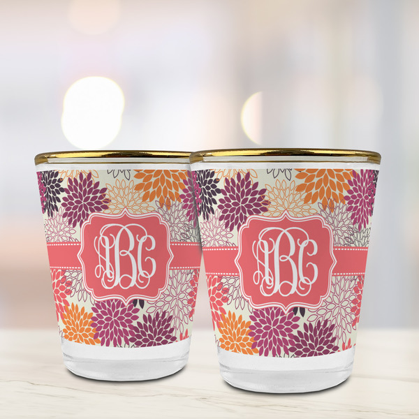 Mums Flower Glass Shot Glass - with gold rim - LIFESTYLE