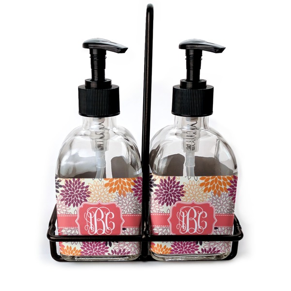 Custom Mums Flower Glass Soap & Lotion Bottle Set (Personalized)