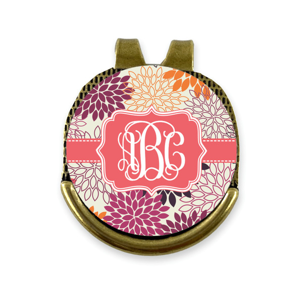 Custom Mums Flower Golf Ball Marker - Hat Clip - Gold