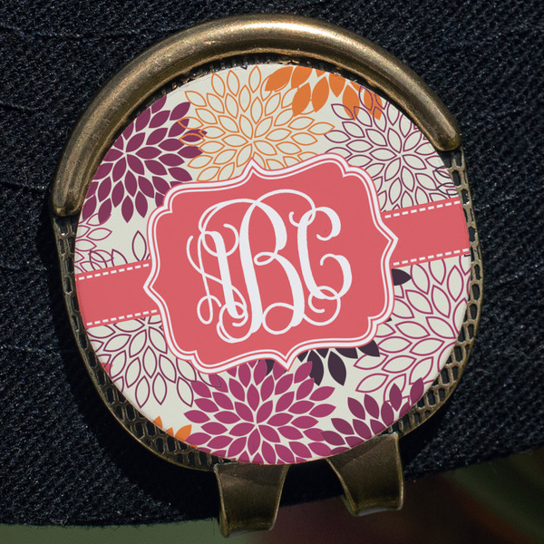 Mums Flower Golf Ball Marker Hat Clip - Gold - Close Up