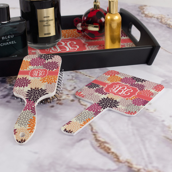 Mums Flower Hair Brush and Hand Mirror - Bathroom Scene