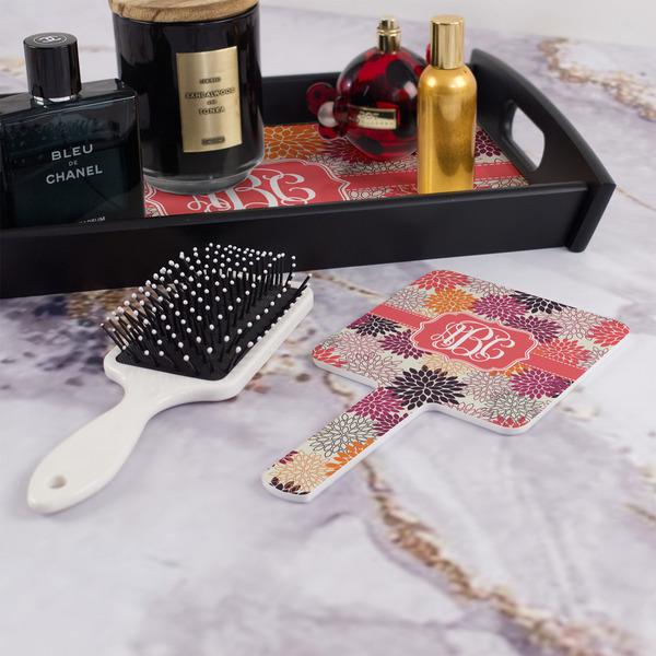 Mums Flower Hand Mirror - With Hair Brush