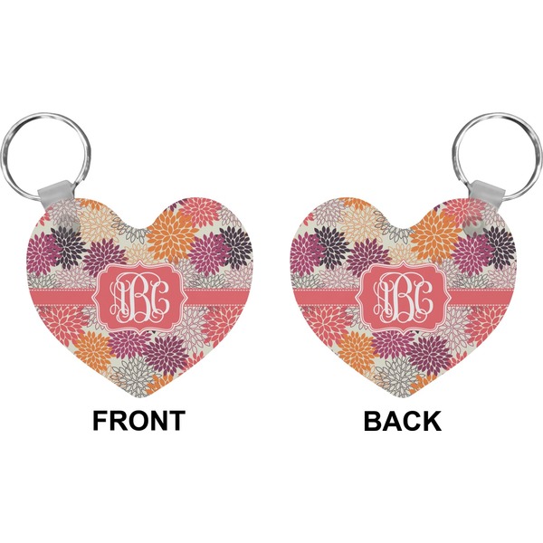 Mums Flower Heart Keychain (Front + Back)
