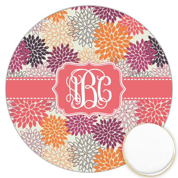 Custom Mums Flower Printed Cookie Topper - 3.25" (Personalized)