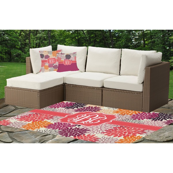 Custom Mums Flower Indoor / Outdoor Rug - Custom Size w/ Monogram