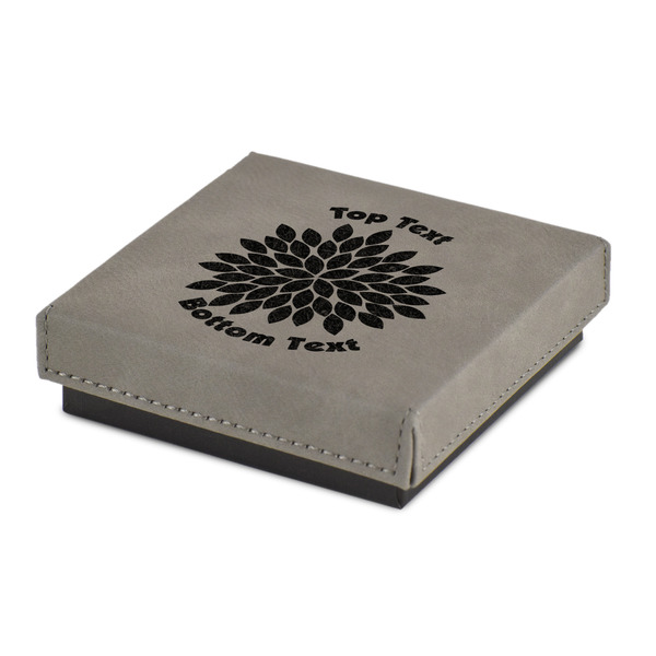 Custom Mums Flower Jewelry Gift Box - Engraved Leather Lid (Personalized)