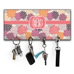 Mums Flower Key Hanger w/ 4 Hooks w/ Monogram
