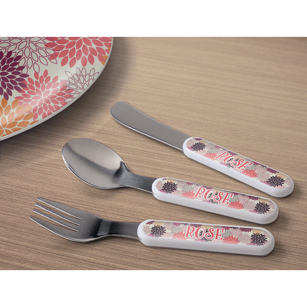 Mums Flower Kids Flatware w/ Plate
