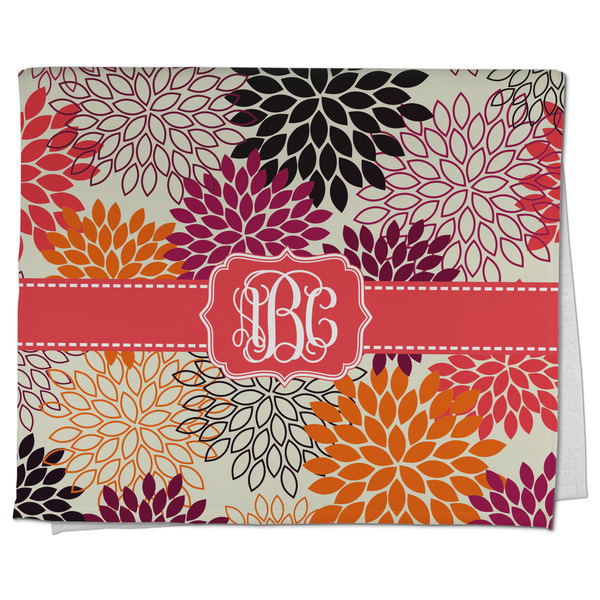 Custom Mums Flower Kitchen Towel - Poly Cotton w/ Monograms