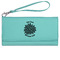 Mums Flower Ladies Wallet - Leather - Teal - Front View