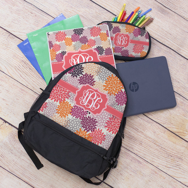 Mums Flower Large Backpack - Black - With Stuff